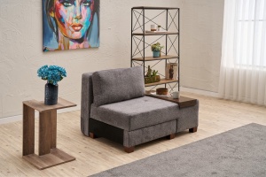 Canapea Extensibila Perenna Chenille Right - Grey - Img 2
