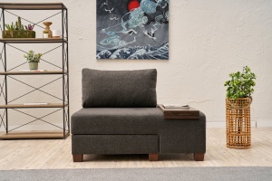 Canapea Extensibila Perenna Linen Right - Anthracite - Img 1