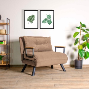 Canapea Extensibila Sando Single - Light Brown v2 - Img 1