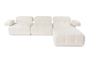 Canapea pe colț Doblo 3 Locuri with Pouffe ( L1-O1-1R-Pouffe) - Cream - Img 6