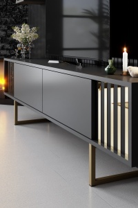 Comoda TV Gold Line - Anthracite, Black - Img 4
