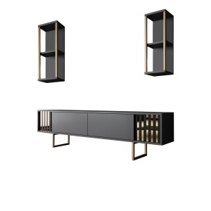 Comoda TV Gold Line - Anthracite, Black - Img 6