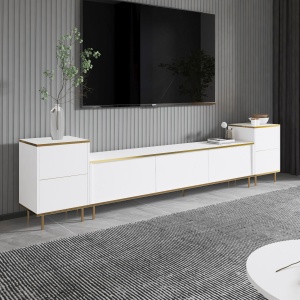 Comoda TV Imaj - White, Gold - Img 2