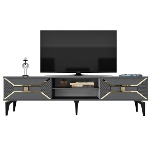 Comoda TV Yumedi - Anthracite, Gold - Img 2