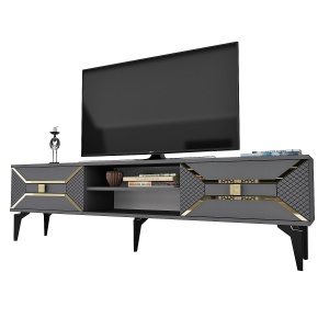 Comoda TV Yumedi - Anthracite, Gold - Img 4