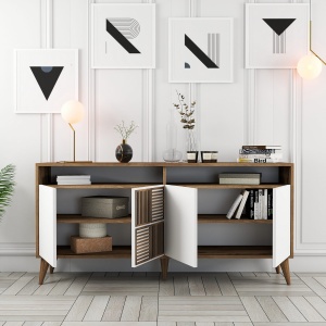 Consolă Milan 160 - Walnut, White - Img 4