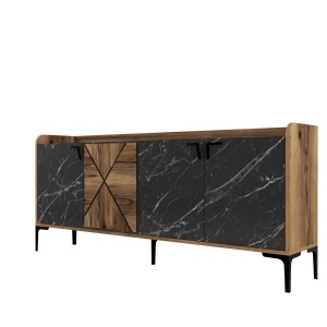 Consolă Venedik - Walnut, Black Marble - Img 6