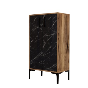 Dulap Pantofi Prag - Walnut, Black Marble - Img 5