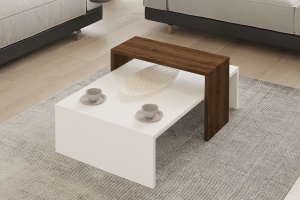 Masuta de cafea Glow - White, Walnut - Img 3