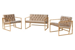 Set Canapea Oslo Gold - Light Brown - Img 1