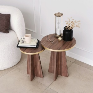 Set de masa pentru cafea Mushroom 2 - Gold, Walnut - Img 4