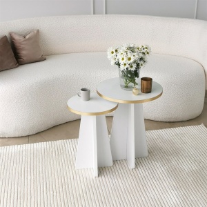 Set de masa pentru cafea Mushroom 2 - Gold, White - Img 3