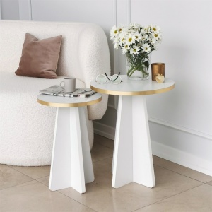 Set de masa pentru cafea Mushroom 2 - Gold, White - Img 5