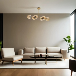 Yeni Favori 6 Lı Eskitme Bal Camlı Avize - Img 1