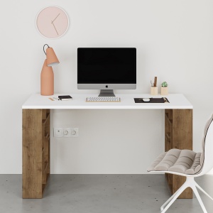 Birou Maze - White, Dark Oak - Img 2