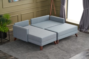 Canapea Extensibila Bella Soft Mini Köşe Left - Blue - Img 5