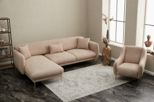 Canapea Extensibila Simena Left - Beige - Img 4
