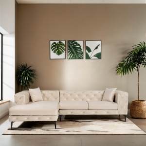 Canapea pe colț Como Eco Left - Beige, Black - Img 1