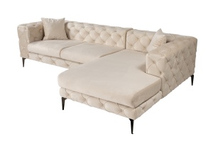 Canapea pe colț Como Eco Right - Beige, Black - Img 4