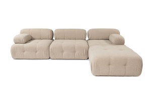 Canapea pe colț Doblo 3 Locuri with Pouffe ( L1-O1-1R-Pouffe) - Peach - Img 3