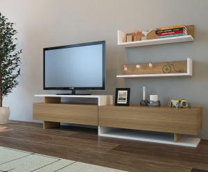 Comoda TV Ayaz - Teak, White - Img 2