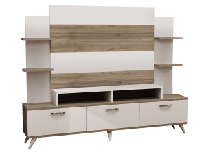 Comoda TV Diana - White, Walnut - Img 4