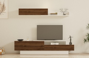 Comoda TV Elda - White, Walnut - Img 3