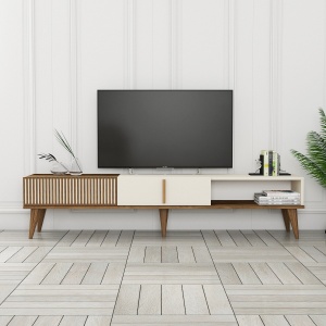 Comoda TV Milan Alt - Walnut, Cream - Img 1