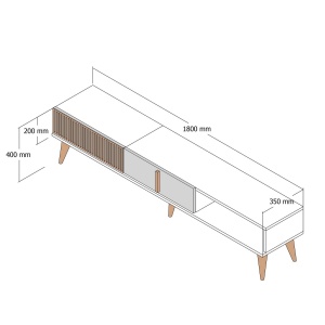 Comoda TV Milan Alt - Walnut, Cream - Img 6