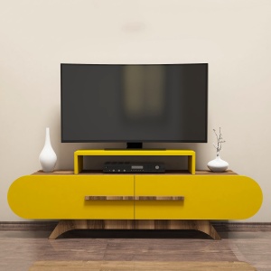 Comoda TV Rose - Walnut, Yellow - Img 2