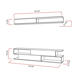 Comoda TV Sims - White, Teak - Img 8