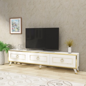 Comoda TV Sona - White, Gold - Img 1
