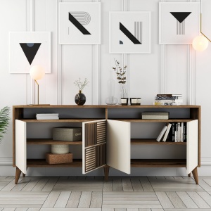 Consolă Milan - Walnut, Cream - Img 3