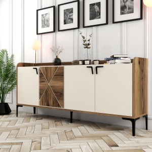 Consolă Venedik - Walnut, Cream - Img 2
