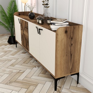 Consolă Venedik - Walnut, Cream - Img 4
