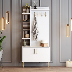 Dulap cu raft Viyana D - White, Gold - Img 1