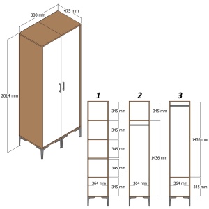 Dulap Kumsal PP - Walnut, White - Img 6