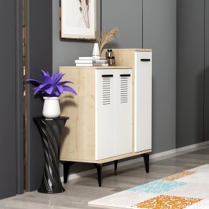 Dulap Pantofi Asimo - Sapphire Oak, White - Img 3