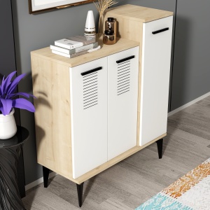 Dulap Pantofi Asimo - Sapphire Oak, White - Img 5