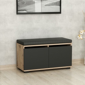 Dulap Pantofi Drago - Walnut, Black - Img 1