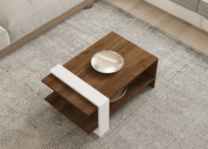 Masuta de cafea Gaye - Walnut, White - Img 3