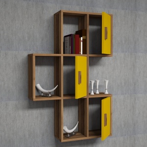Raft perete Flora - Walnut, Yellow - Img 2