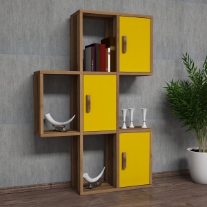 Raft perete Flora - Walnut, Yellow - Img 4
