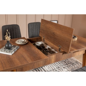 Set masa extensibila si scaune (4 piese) Vina 1053 - Anthracite, Walnut - Img 3