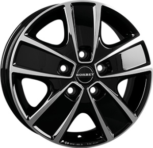 BORBET CWG 6X16 5X118 ET68 71.1 BLACK POLISHED KBA-51003 75423