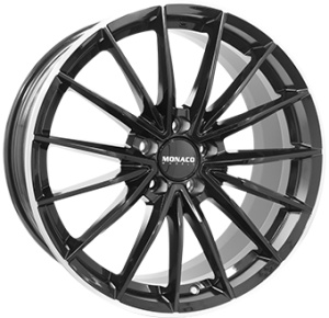 7,5X18 MONACO WHEELS GP14 5/114,3 ET40 CH73,1 - Gloss Black / Polished lip