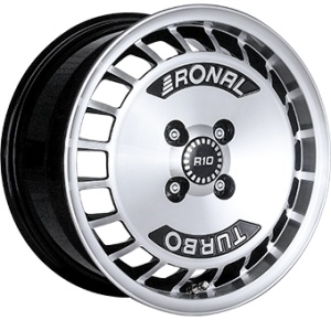 7,0X15 RONAL R10 TURBO 4/100 ET28 CH68 - Gloss Black / Polished