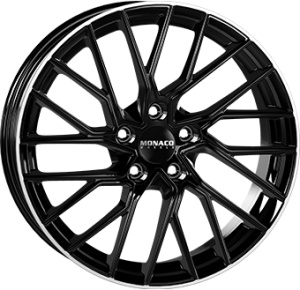 8,0X18 MONACO WHEELS GP11 5/112 ET45 CH66,5 - Gloss Black / Polished lip