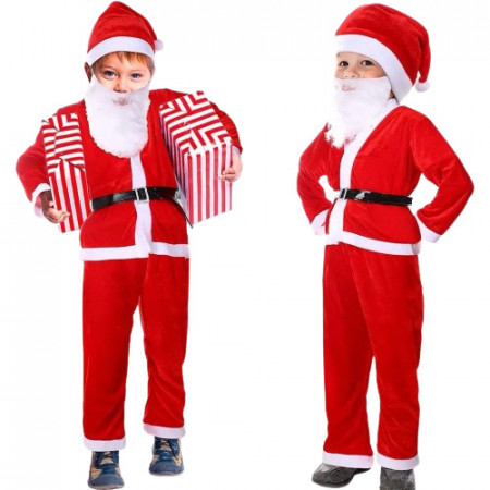 Costum catifea Moș Crăciun pentru copii