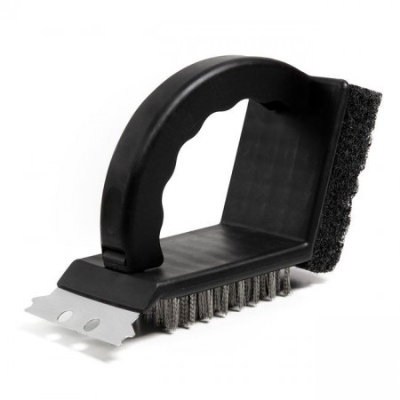 Perie pentru curatat gratar, 3 in 1, sarma, racleta si burete, cu maner 16,5 cm